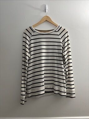 Market & Spruce Cream and Black Striped Lightweight Sweater